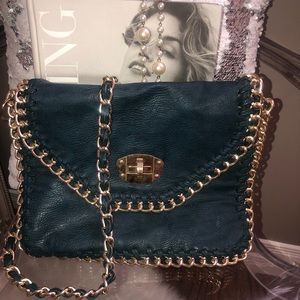 Chain Detail Deep Emerald Purse